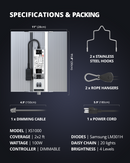 LED Viparspectra XS1000 100W Specifications and Packaging