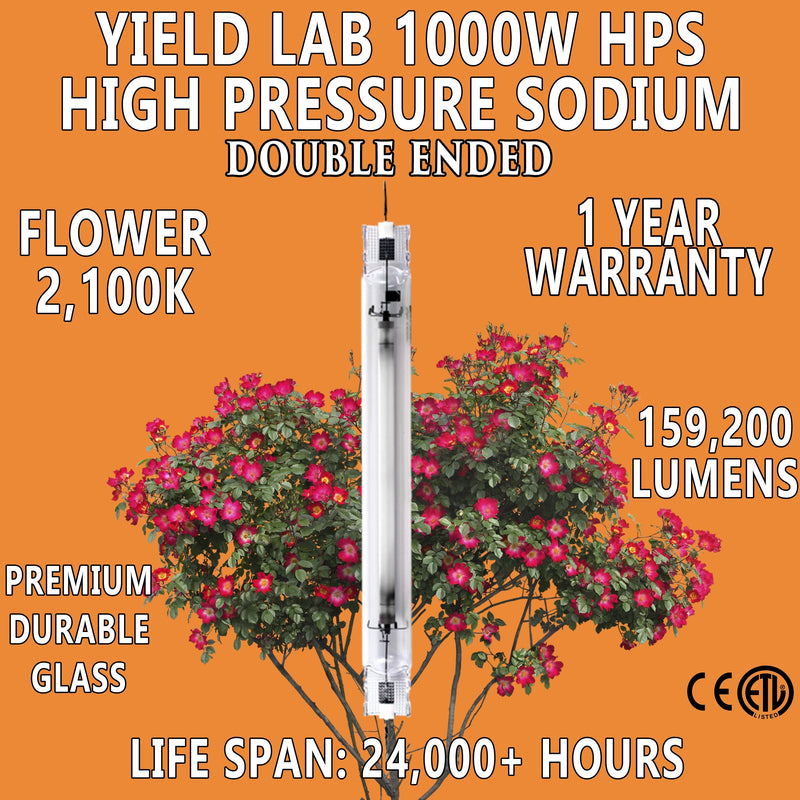 Yield Lab Professional Series 1000W HPS Open Wing Double Ended Reflector bulb features
