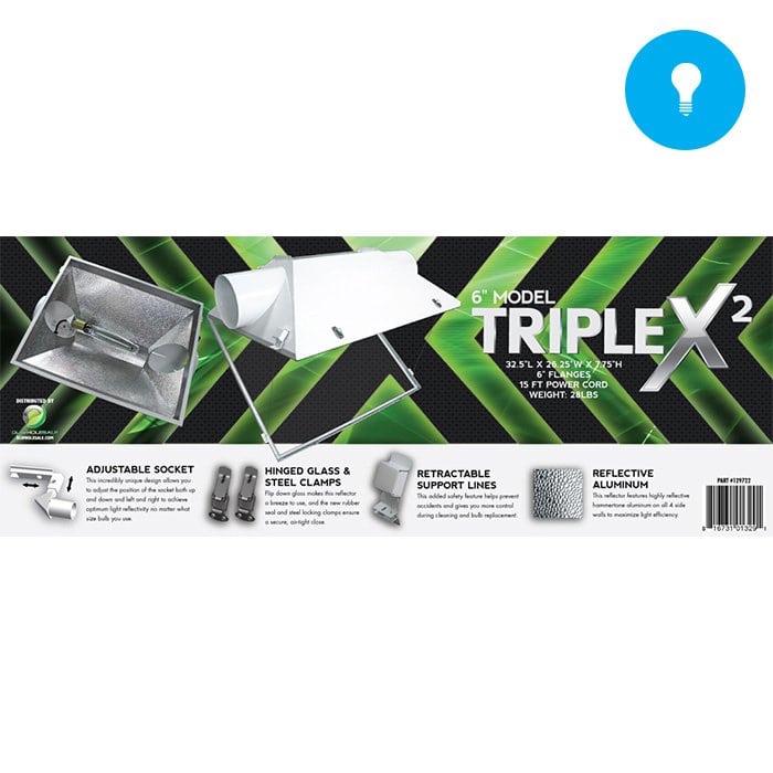 Grow Lights TripleX2 6'' Reflector features