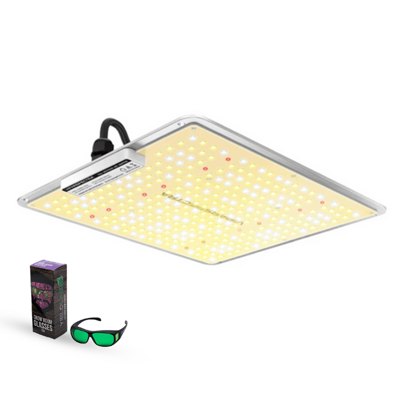 LED Grow Light Viparspectra VB1000 bottom view with Glasses