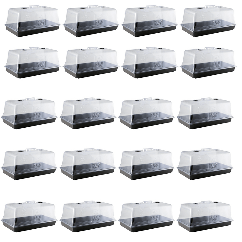 Propagation Seed and Clone Starter Tray and Dome - 20 Pack front of all trays and domes