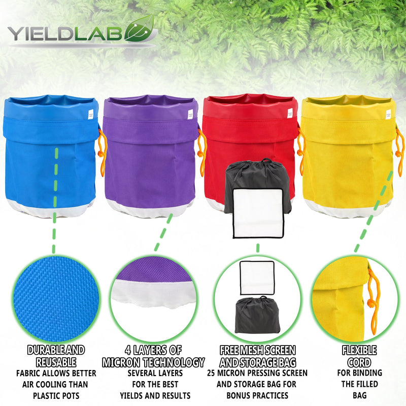 Yield Lab 5 Gallon Bubble Extraction Bags: 4 Bag Set features