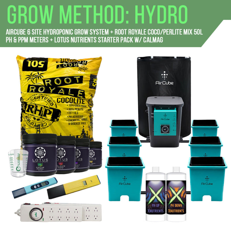 Hydroponic Grow Kit Yield Lab 4x5 LED Hydro AirCube Components