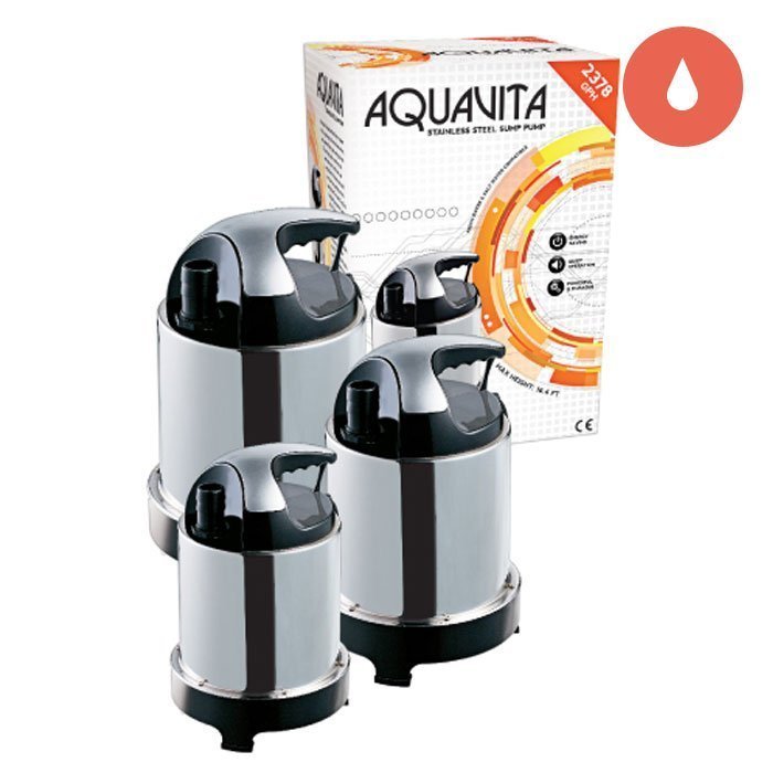 Hydroponics AquaVita 925 Sump Pump in front of box