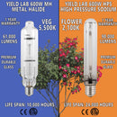 Yield Lab 600W HPS+MH Air Cool Hood Reflector Grow Light Kit bulb features