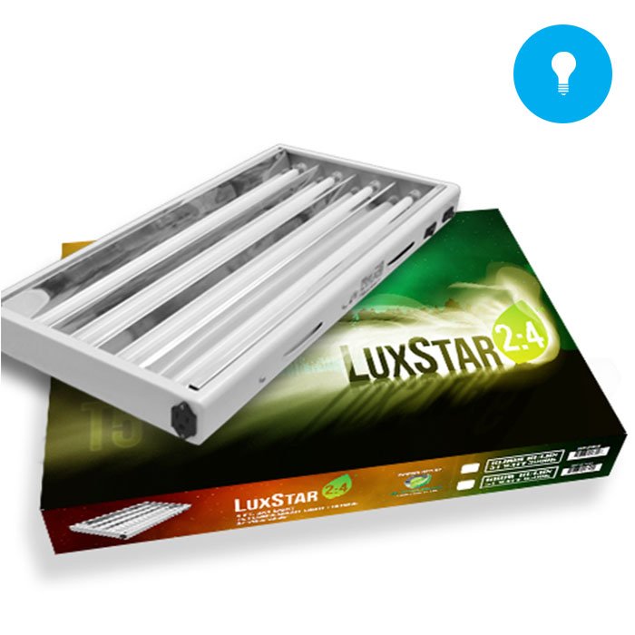 LuxStar 2ft. 4 Tube Fluorescent Grow Light Kit (Grow Blub) light laying on box