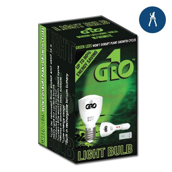 Growing Essentials Grow1 Green LED Light Bulb w/ Remote box
