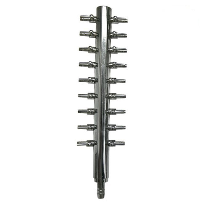 Hydroponics Chrome Air Divider 18 Outlet side profile