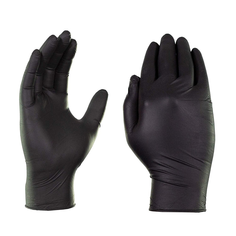 100 Pack Black Nitrile Gloves front and back