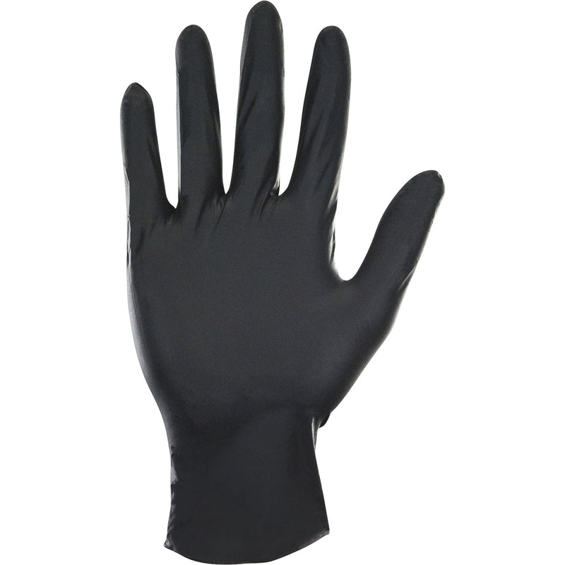100 Pack Black Nitrile Gloves front close up