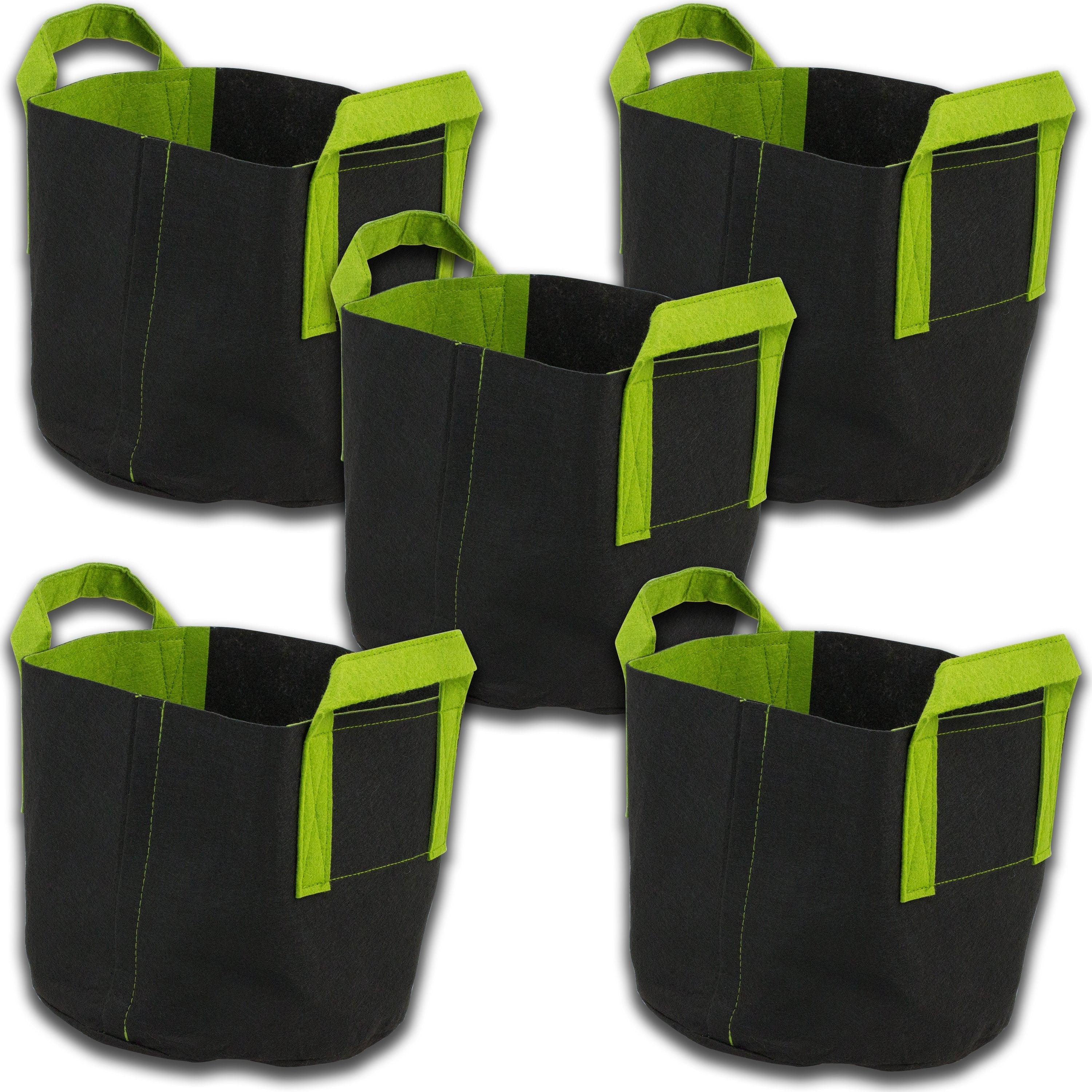 cloth planting pots Yield Lab 3 Gallon 5 Bag Aeration Fabric Pot Set of Air Pruning Bags With  Handles