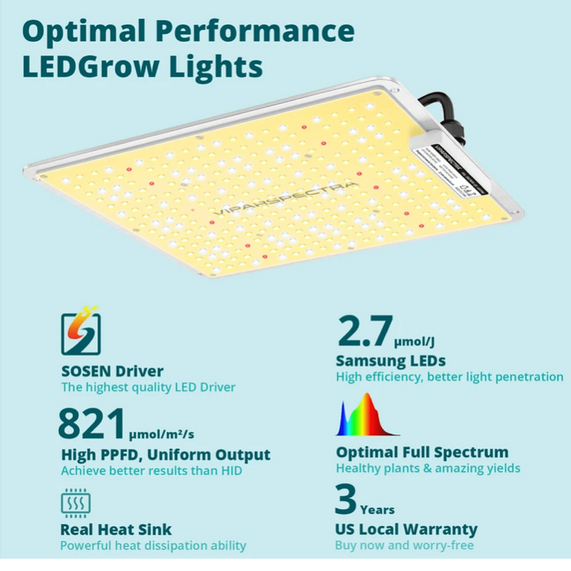 LED Grow Light Viparspectra VB1000 specifications