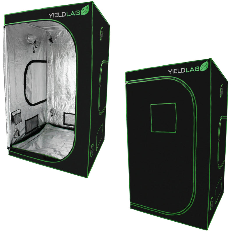 Yield Lab 48" x 48" x 78" Reflective Grow Tent front open and closed