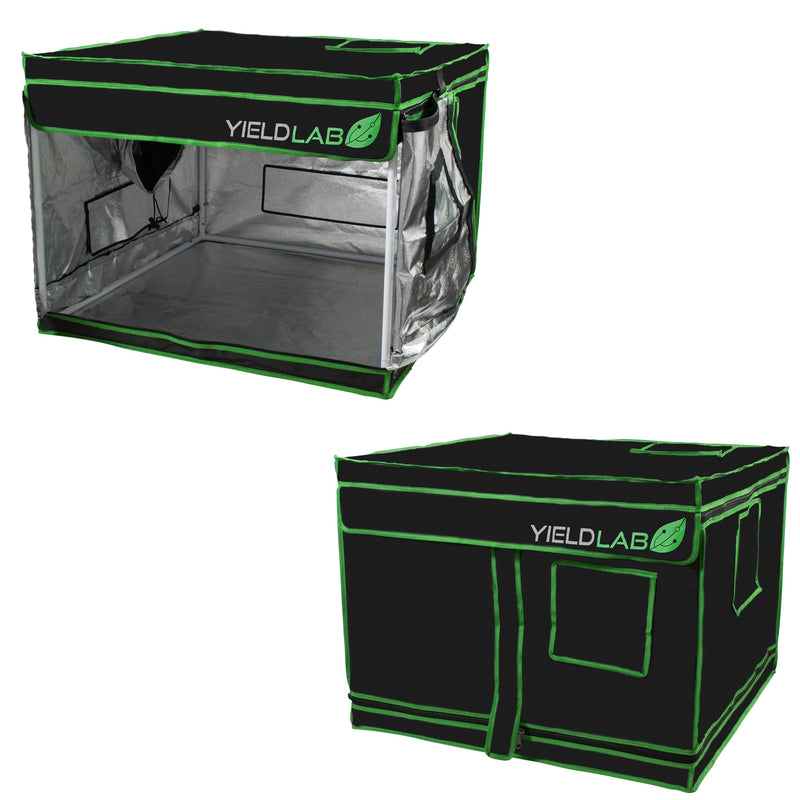 Yield Lab 32" x 32" x 24" Reflective Grow Tent front open and closed
