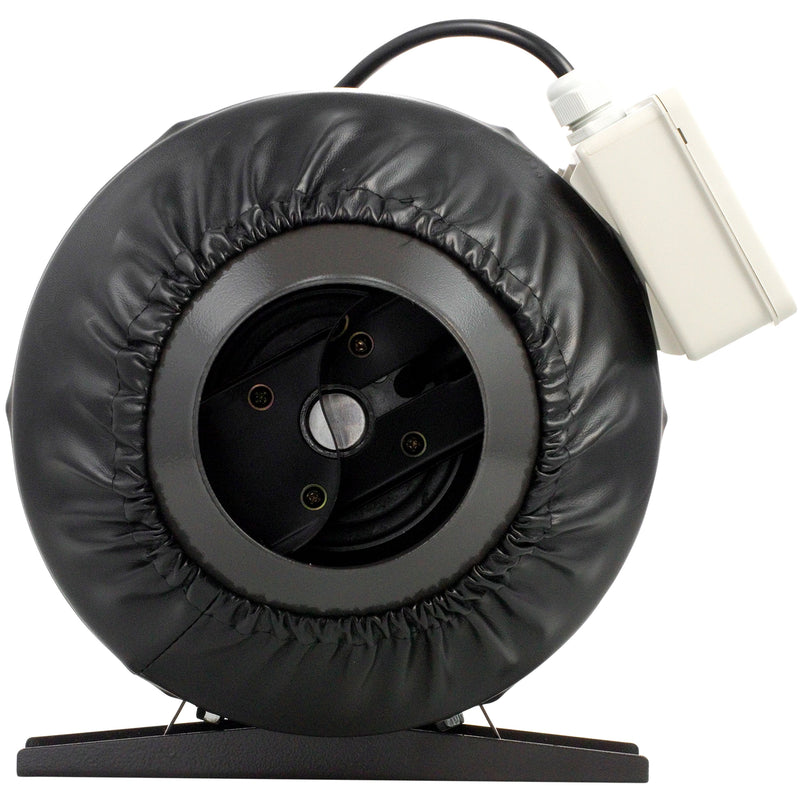 Climate Control Yield Lab 4 inch 190 CFM Duct Inline Fan with 4" Carbon Filter Ducting and Clamps rear of fan