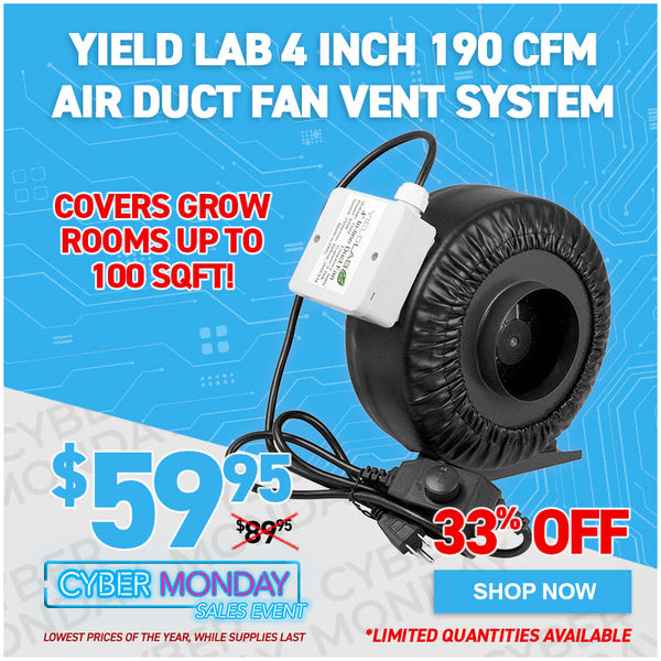 Yield Lab 4 Inch 190 CFM Air Duct Fan Vent System