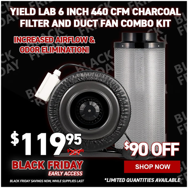 Yield Lab 6 Inch 440 CFM Charcoal Filter and Duct Fan Combo Kit