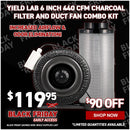 Yield Lab 6 Inch 440 CFM Charcoal Filter and Duct Fan Combo Kit