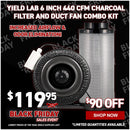 Yield Lab 6 Inch 440 CFM Charcoal Filter and Duct Fan Combo Kit