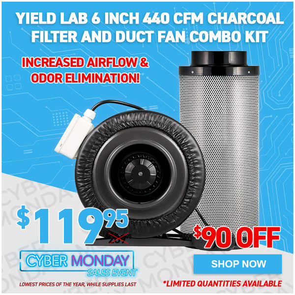 Yield Lab 6 Inch 440 CFM Charcoal Filter and Duct Fan Combo Kit