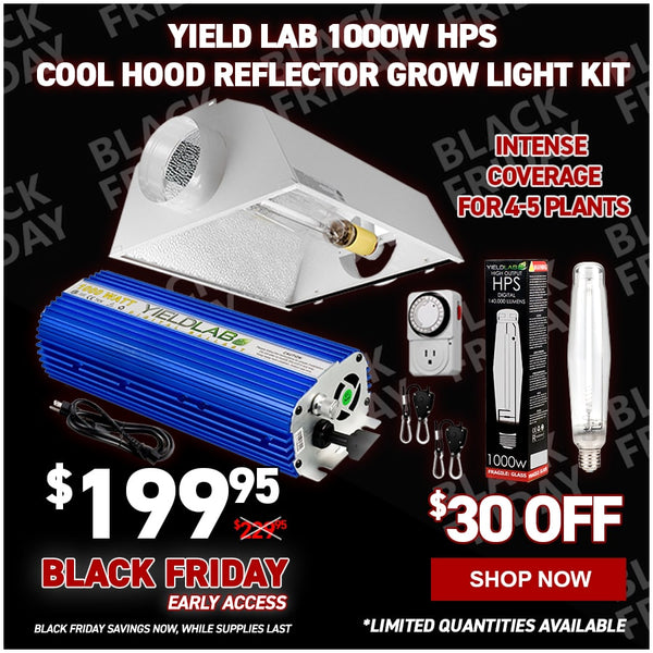 Yield Lab 1000w HPS Cool Hood Reflector Digital Grow Light Kit