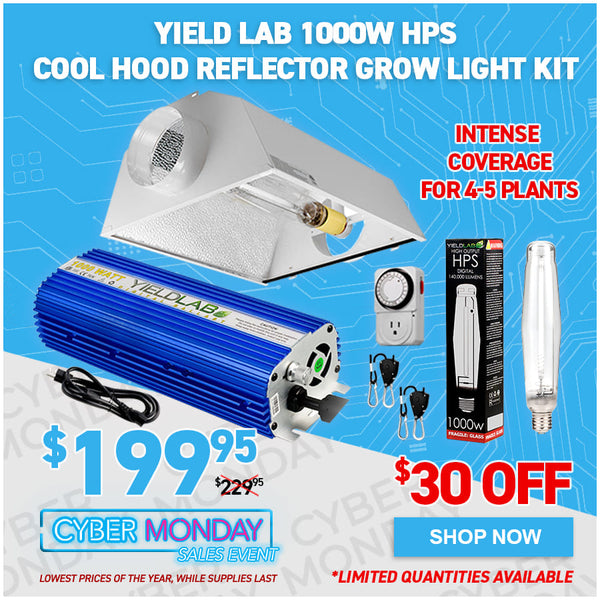 Yield Lab 1000w HPS Cool Hood Reflector Digital Grow Light Kit