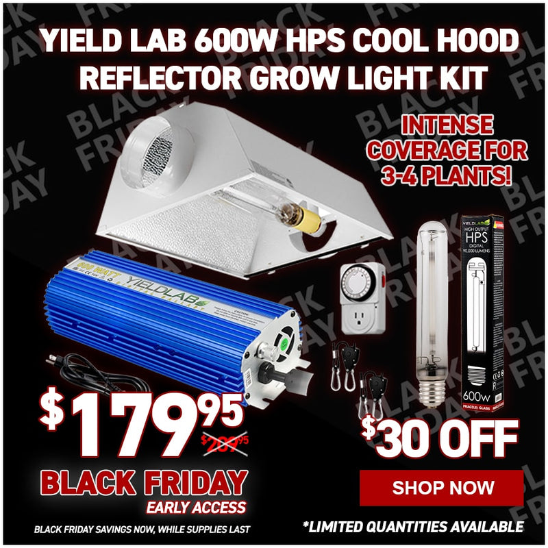 Yield Lab  600w HPS Air Cool Hood Reflector Digital Grow Light Kit