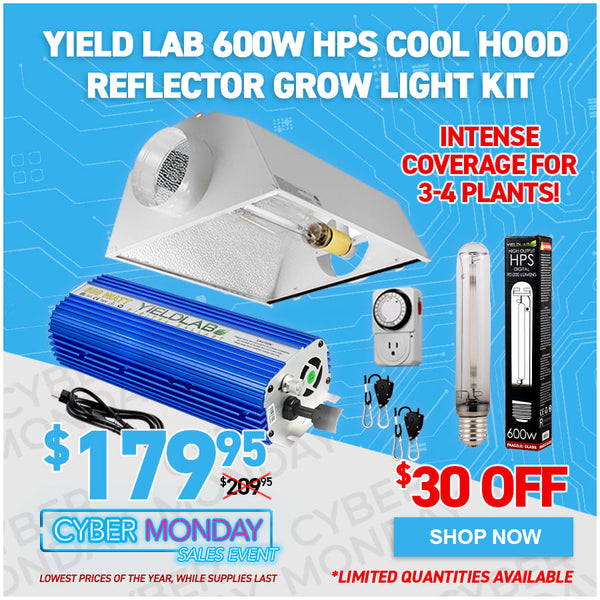 Yield Lab  600w HPS Air Cool Hood Reflector Digital Grow Light Kit