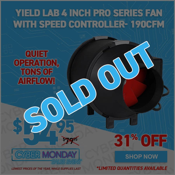 Yield Lab 4 Inch Pro Series Fan with Speed Controller- 190CFM