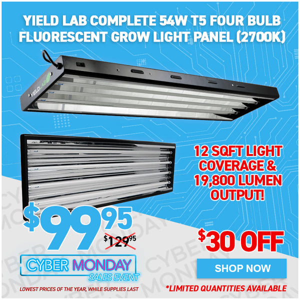 Yield Lab Complete 54w T5 Four Bulb Fluorescent Grow Light Panel (2700K)