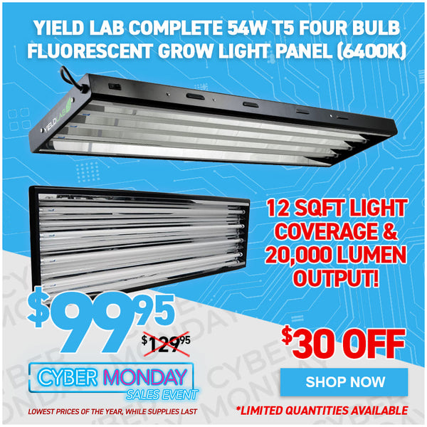 Yield Lab Complete 54w T5 Four Bulb Fluorescent Grow Light Panel (6400K)