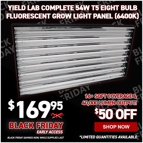 Yield Lab Complete 54w T5 Eight Bulb Fluorescent Grow Light Panel (6400K)