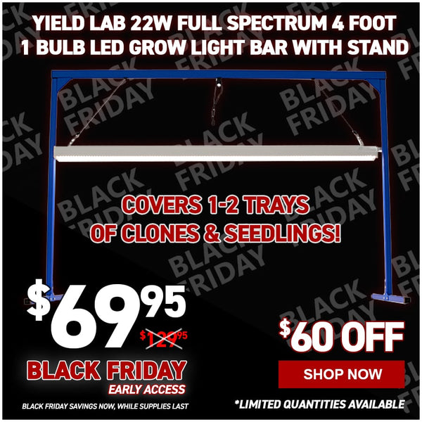 Yield Lab 22W Full Spectrum 4 Foot 1 Bulb LED Grow Light Bar with Stand