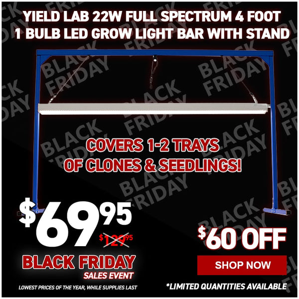 Yield Lab 22W Full Spectrum 4 Foot 1 Bulb LED Grow Light Bar with Stand