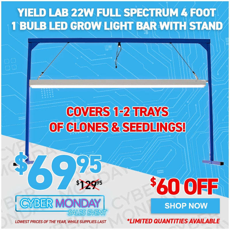 Yield Lab 22W Full Spectrum 4 Foot 1 Bulb LED Grow Light Bar with Stand