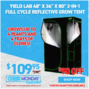 Yield Lab 48" x 36" x 80" 2-in-1 Full Cycle Reflective Grow Tent (4x3)