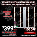 Advance Spectrum 400W Sun Series 4-Bar Full Spectrum LED Grow Light