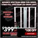 Advance Spectrum 400W Sun Series 4-Bar Full Spectrum LED Grow Light