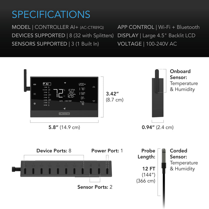LED Grow Lights AC Infinity Controller AI Specs 5