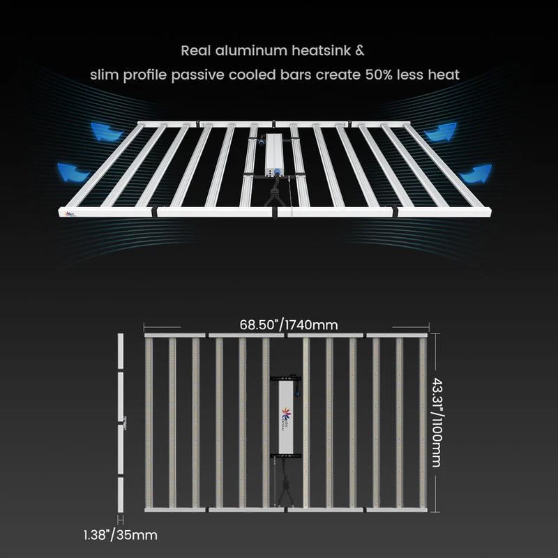 LED Medic Grow Fold 1200W Commercial R&B FS Dimmable Cooling System