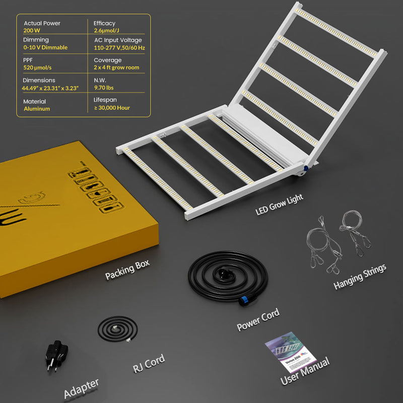 LED Medic Grow Venus 200W FS Specs and Packaging