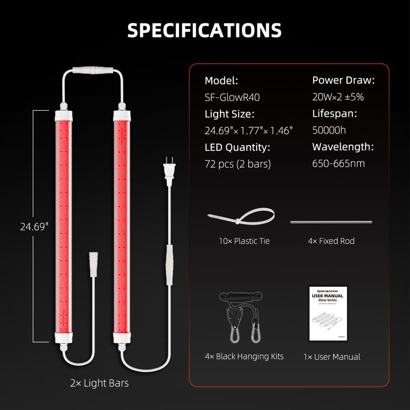 LED Spider Farmer GlowR40 Deep Red Spectrum Supplemental Packaging