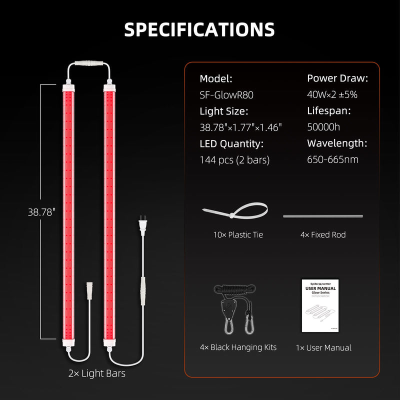 LED Spider Farmer GlowR80 Deep Red Spectrum Supplemental Packaging