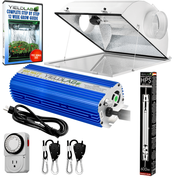 Yield Lab Pro Series 600W HPS Air Cool Hood Double Ended Complete Grow Light Kit