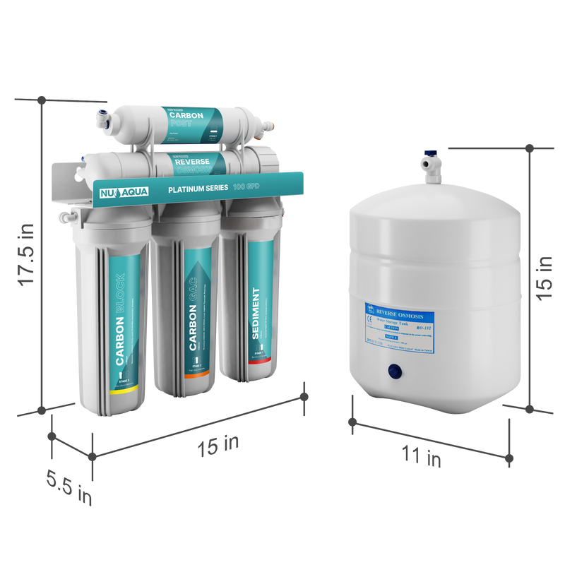 Reverse Osmosis System NU Aqua Platinum Series Stage 5 Dimensions