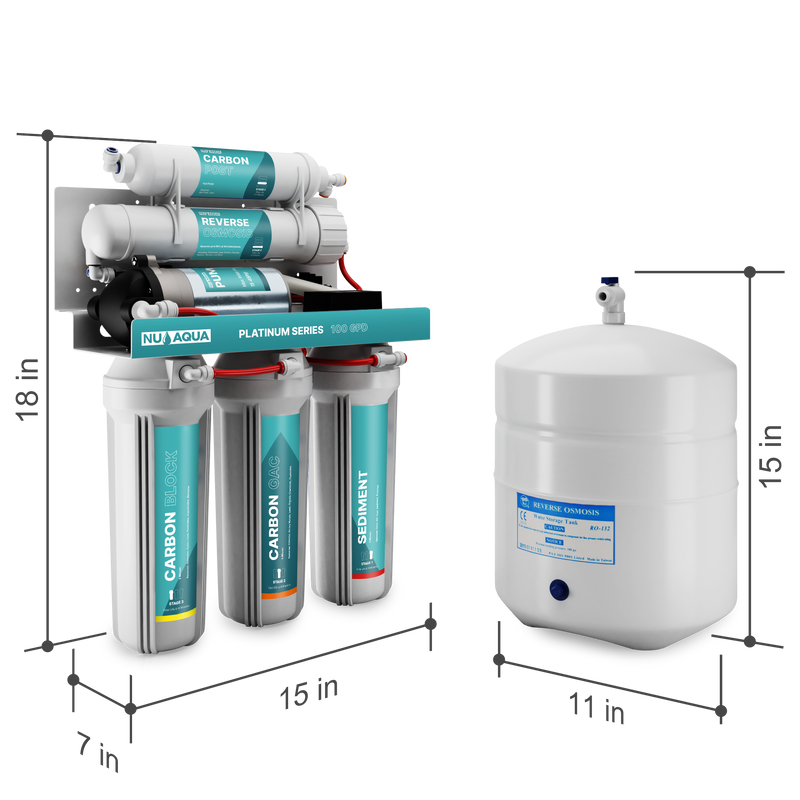 Reverse Osmosis System NU Aqua Platinum Series Stage 5 Pump Dimensions