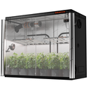 Spider Farmer 8x4 Grow Tent Open Door Interior View With Inline Fans and LED Lights