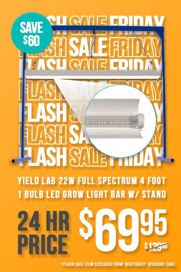 Yield Lab 22W Full Spectrum 4 Foot 1 Bulb LED Grow Light Bar with Stand