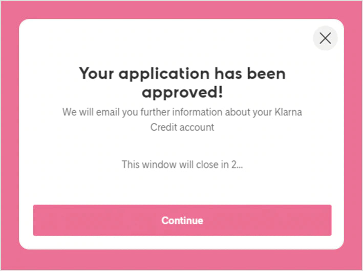 Klarna Screenshot- Your application is approved!