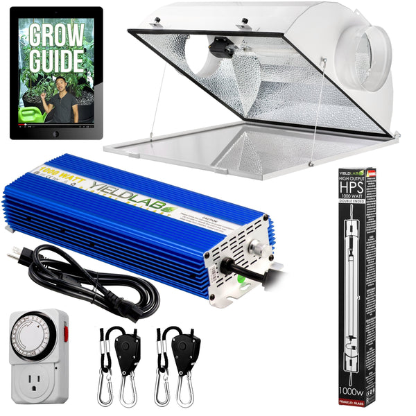 Yield Lab Pro Series 1000W HPS Air Cool Hood Double Ended Complete Grow Light Kit